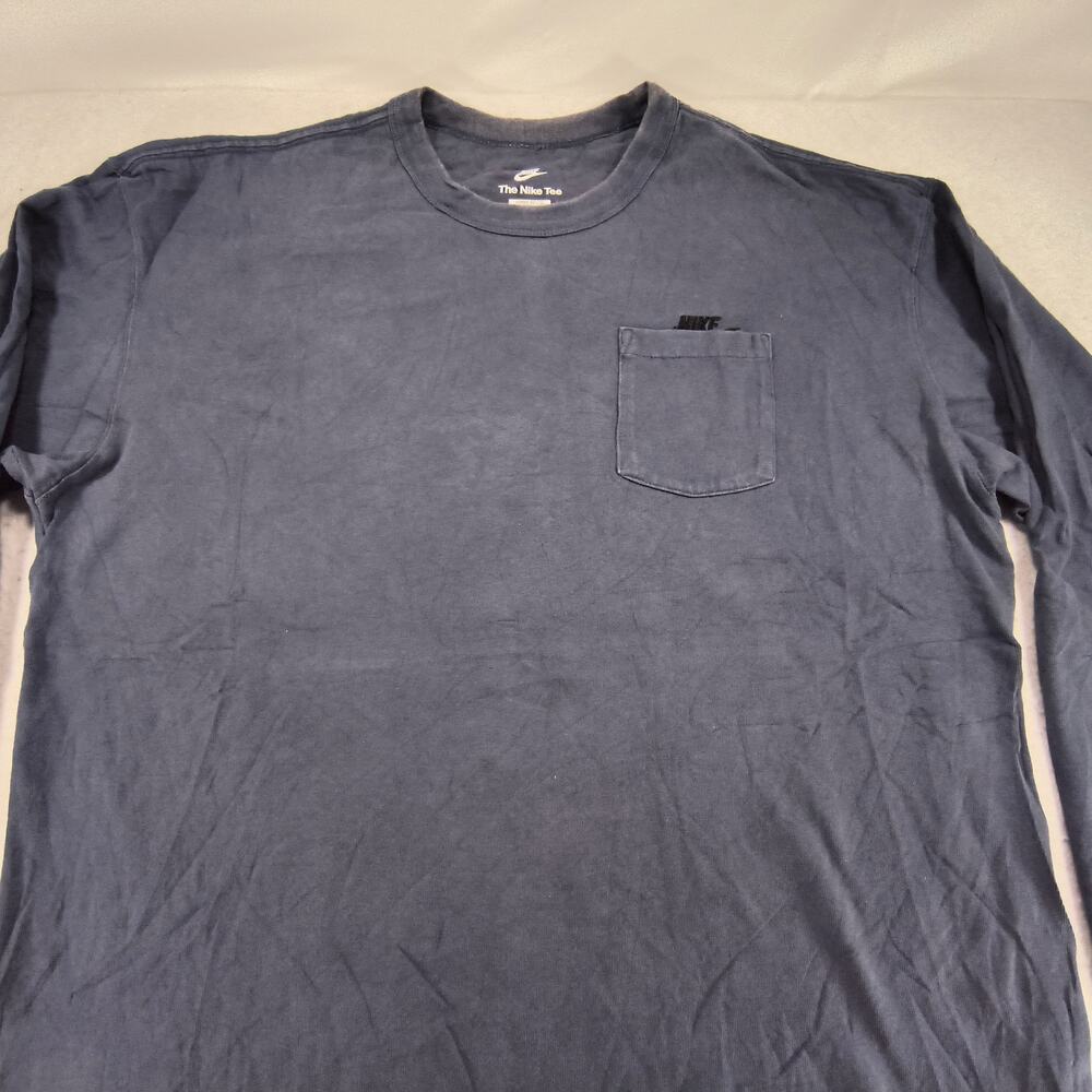 Nike Tee Casual Crew Neck Long Sleeve Shirt Mens Size Large L Blue Black